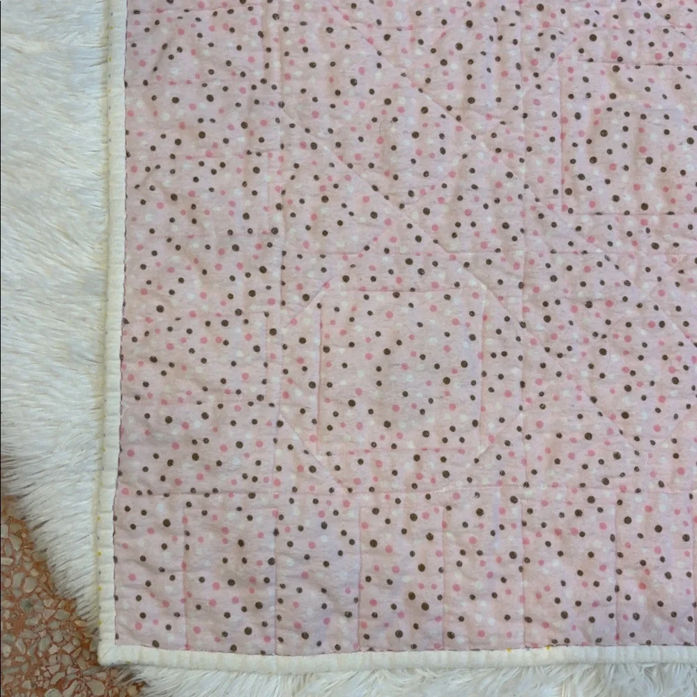 Handmade Patchwork Baby Quilt Embroidered Animal Cotton Flannel 35” x 35”